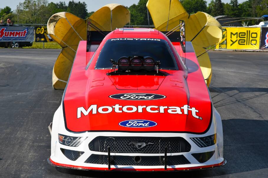 Tasca qualified sixth in the new Mustang, before rolling through the first three rounds. Tasca qualified sixth in the new Mustang, before rolling through the first three rounds.